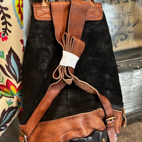 Vintage Addiction suede & leather large backpack, perfect never used condition Vintage Addiction Leather and Suede Backpack main image 2